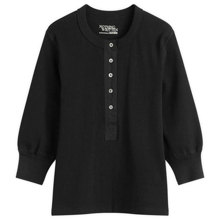 Photo: Nothing Written Women's Vintage Button T-Shirt in Black