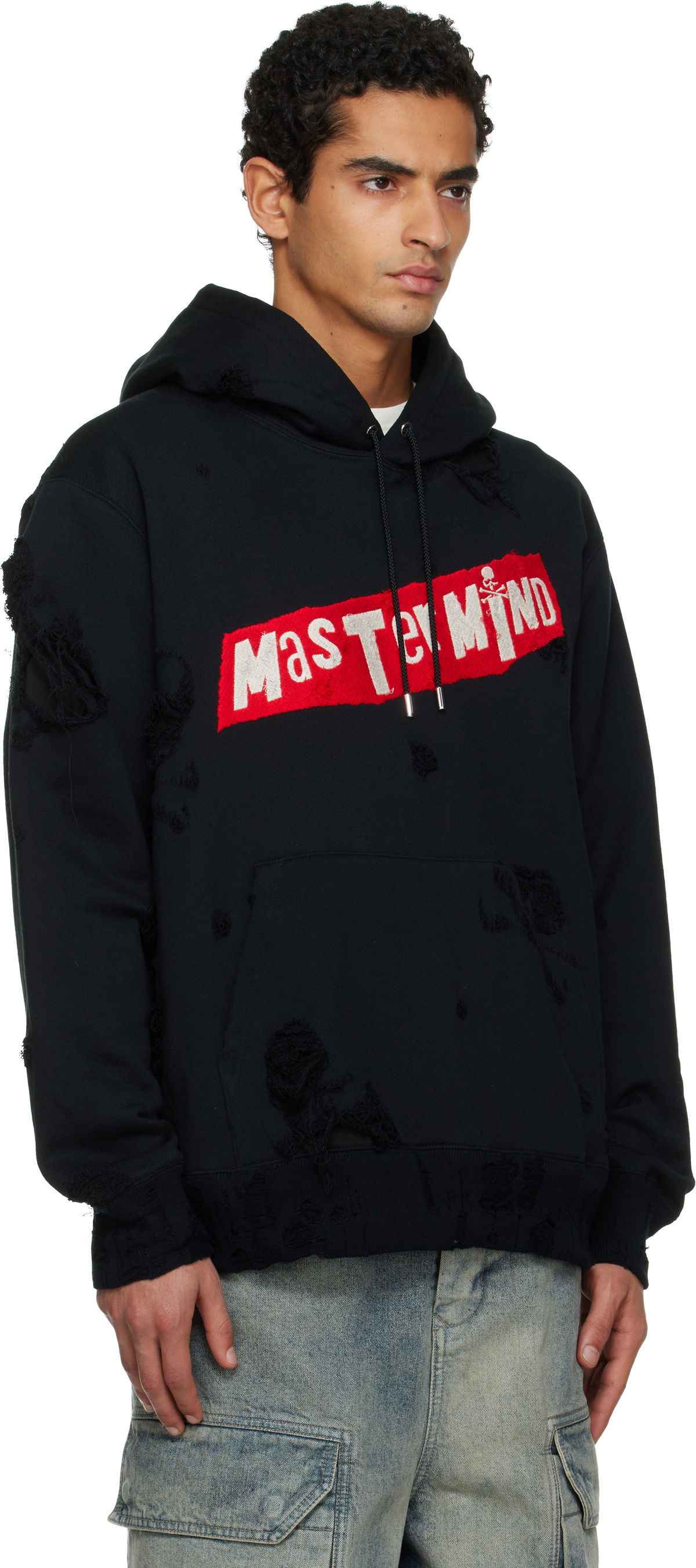 MASTERMIND WORLD Black Distressed Hoodie