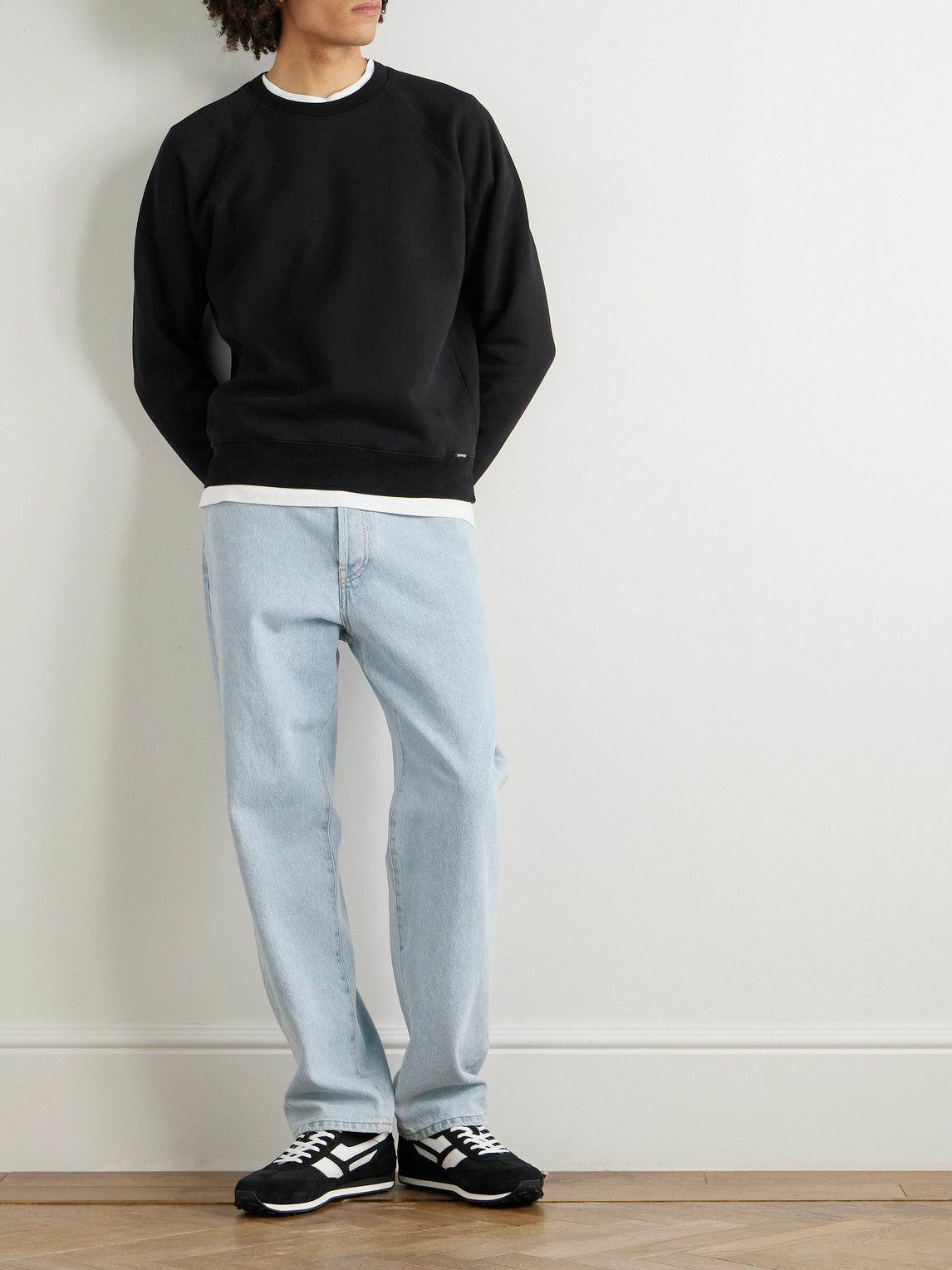 TOM FORD - Logo-Appliquéd Garment-Dyed Cotton-Jersey Sweatshirt - Black