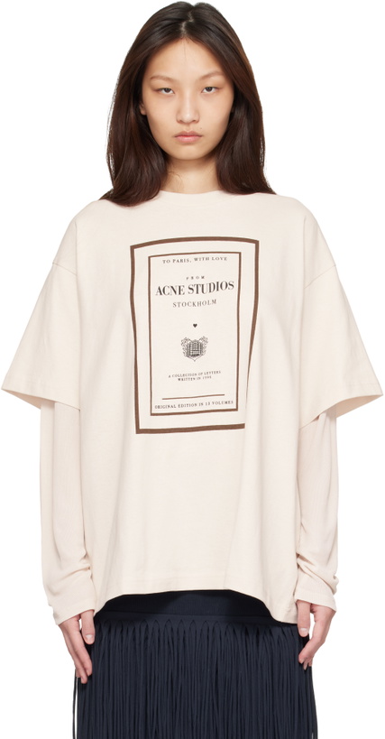 Photo: Acne Studios Beige Layered Graphic T-shirt