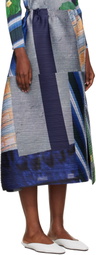 PLEATS PLEASE ISSEY MIYAKE Gray & Navy City Collage Midi Skirt