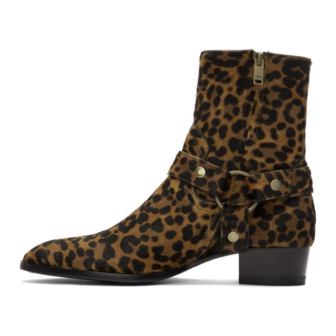 Saint Laurent Brown Pony Leopard Wyatt Boots Saint Laurent display picture 1