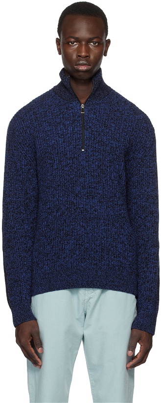 Photo: PS by Paul Smith Black & Blue Marled Turtleneck