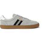 POLO RALPH LAUREN - Court VLC Grosgrain and Leather-Trimmed Suede Sneakers - Gray