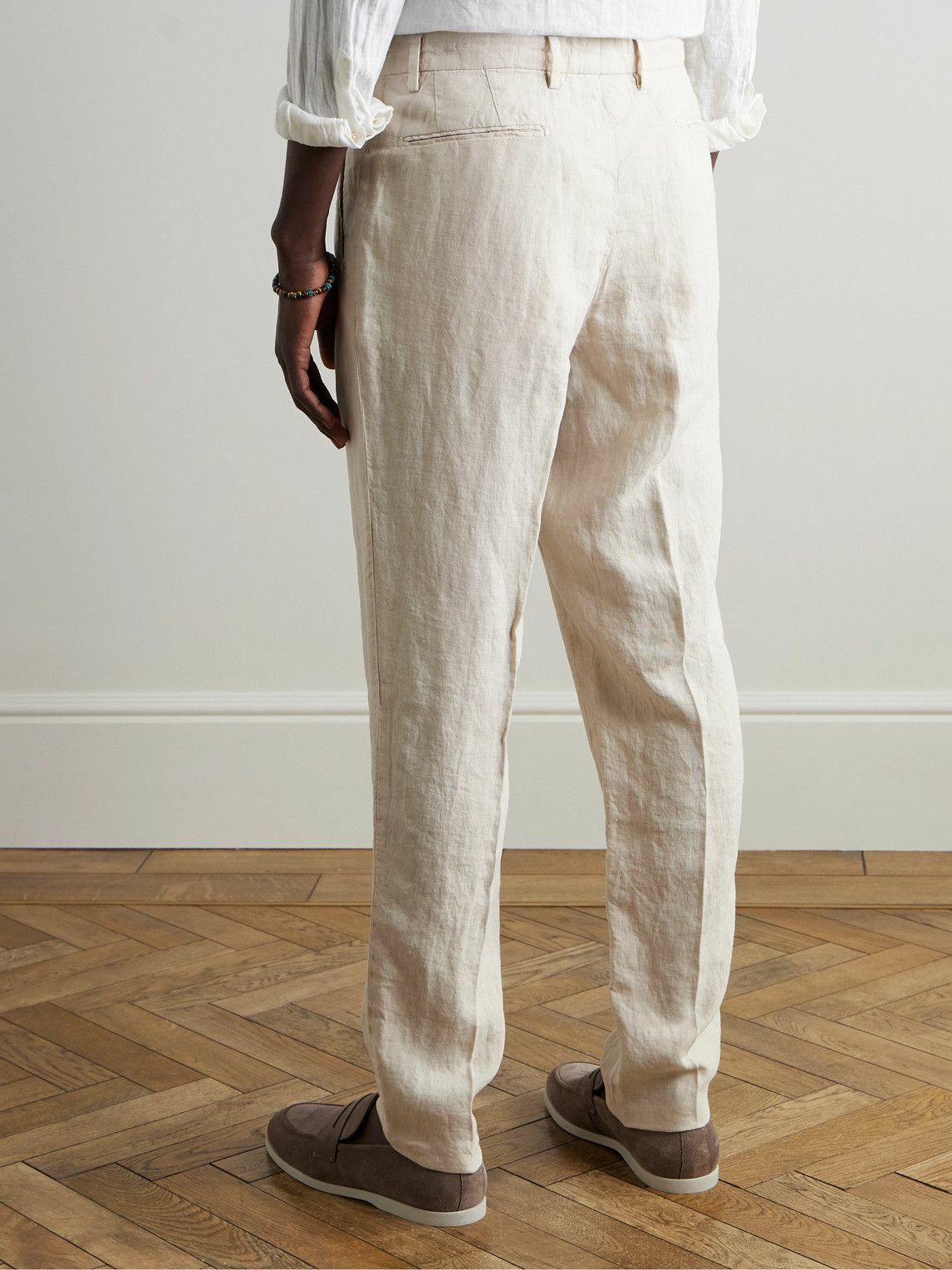 Boglioli - Straight-Leg Pleated Linen Trousers - Neutrals
