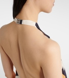Loewe Printed asymmetric halterneck silk top