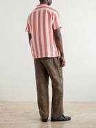 Kardo - Camp-Collar Striped Cotton Shirt - Red