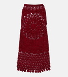 Rabanne Embellished crochet cotton midi skirt