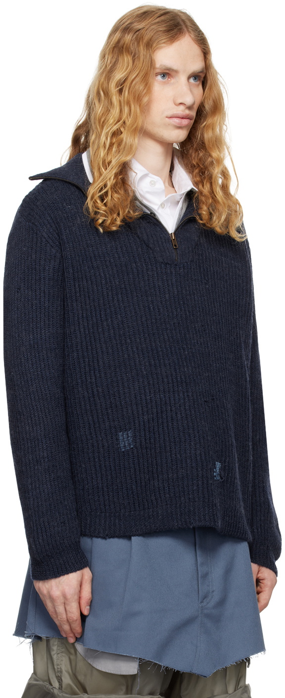 Maison Margiela Navy Summer Shetland Knit Sweatshirt Maison Margiela