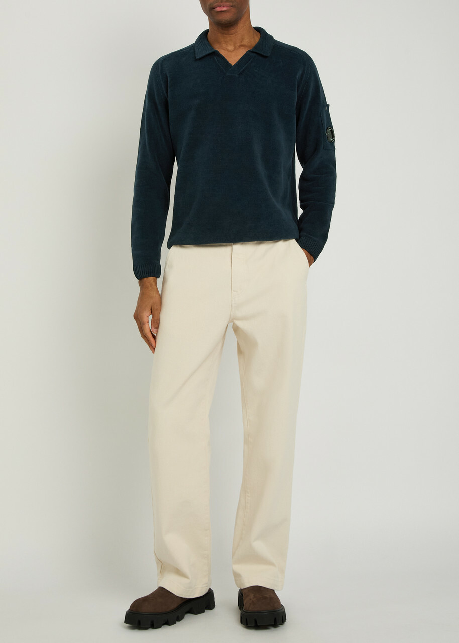 C.P. Company Cotton Polo Jumper Navy
