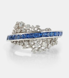Ananya Scatter Energy 18kt white gold ring with diamonds and sapphires