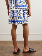 Valentino - Straight-Leg Printed Cotton Bermuda Shorts - Blue