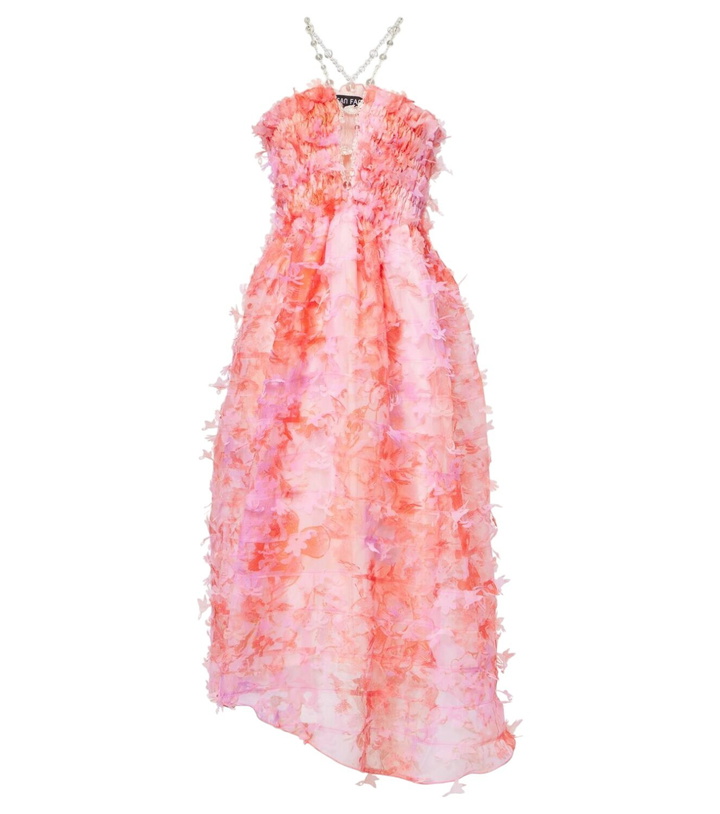 Photo: Susan Fang Floral-appliqué smocked tulle midi dress