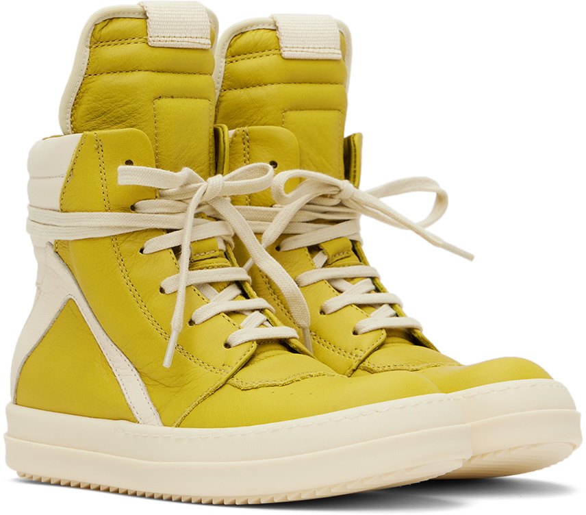 Rick Owens Kids Yellow and White Sneakers Rick Owens Kids Geobaskets in Lemon – Antidote Fashion and  main image 3