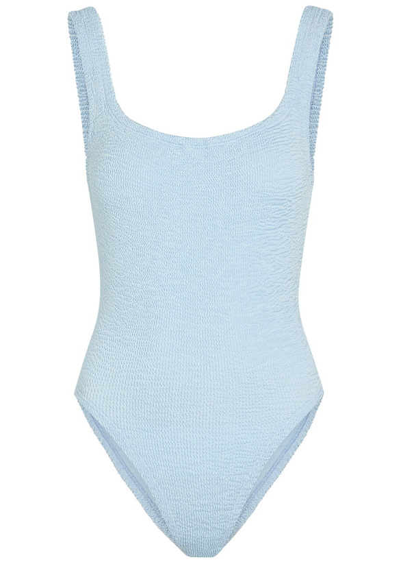 Photo: Hunza G Square-neck Crinkle Swimsuit - Light Blue - One Size
