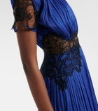 Costarellos Lace-trimmed Lurex georgette gown