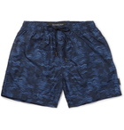 Ermenegildo Zegna - Mid-Length Printed Swim Shorts - Men - Navy
