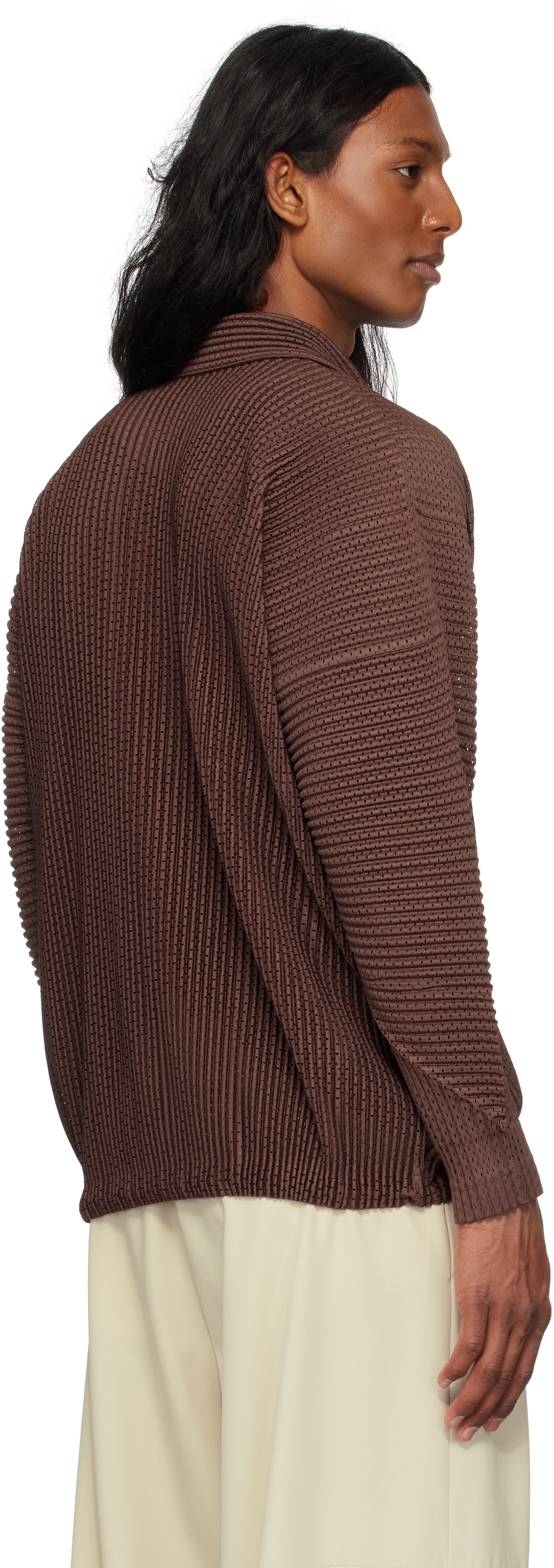HOMME PLISSÉ ISSEY MIYAKE Brown Outer Mesh Jacket Homme Plisse