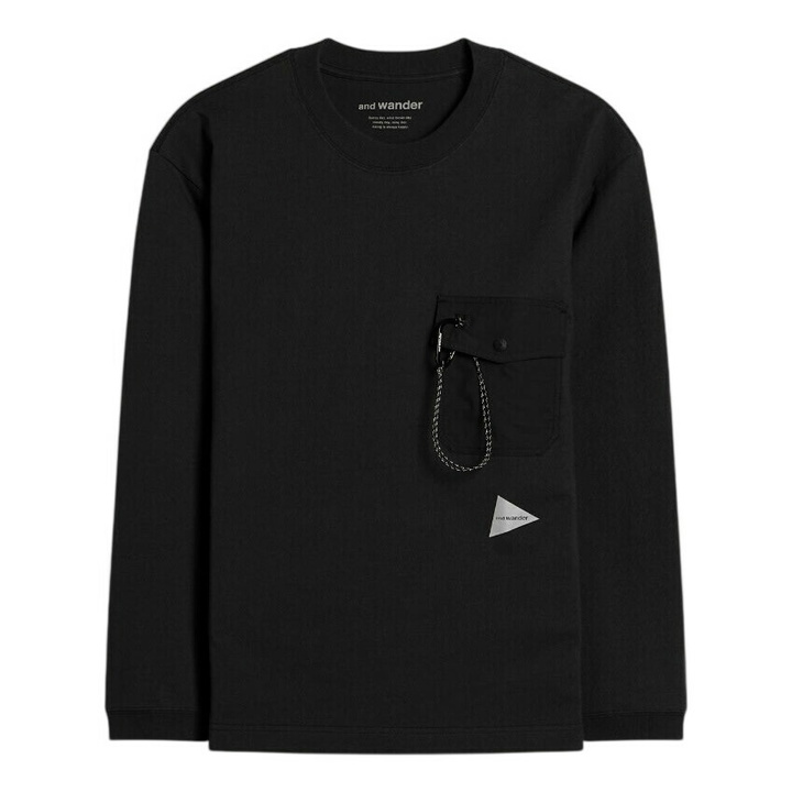 Photo: And Wander Men's Heavy Longsleeve Pocket T-Shirt in Black