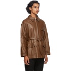 Maison Margiela Brown Leather Half-Zip Jacket