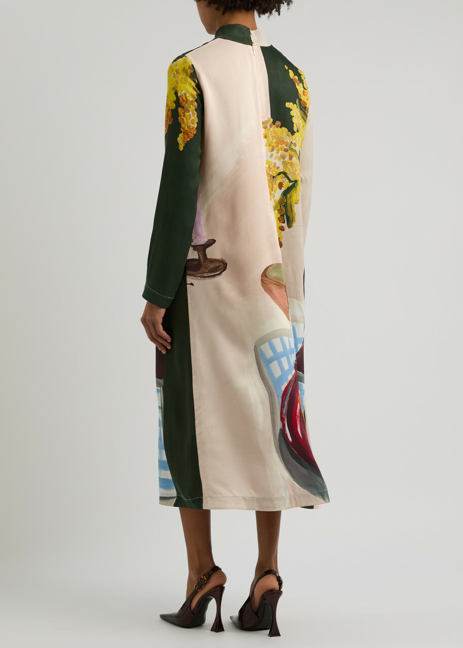 Stine Goya Printed Matte Satin Midi Dress Multicoloured 1