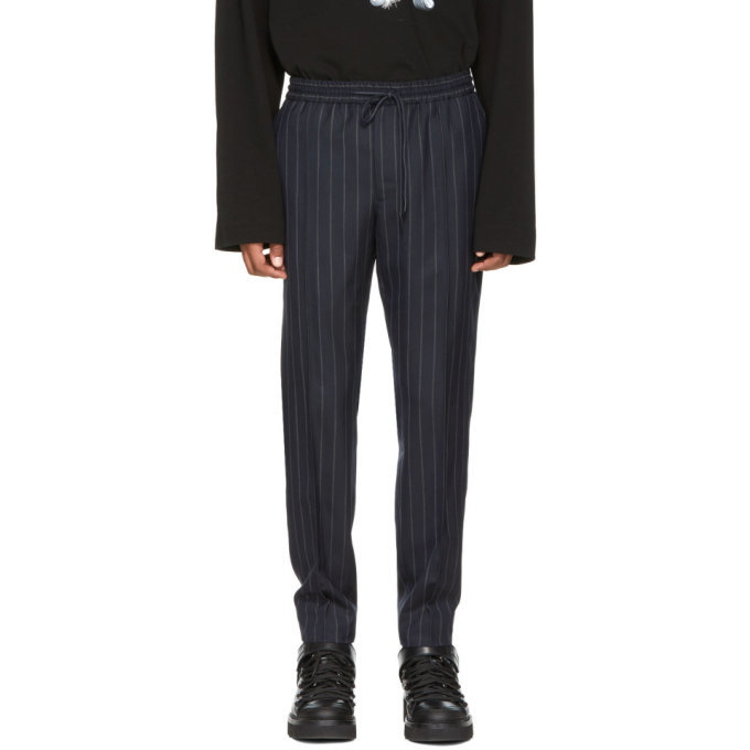 Photo: Juun.J Navy Pinstripe Drawstring Trousers