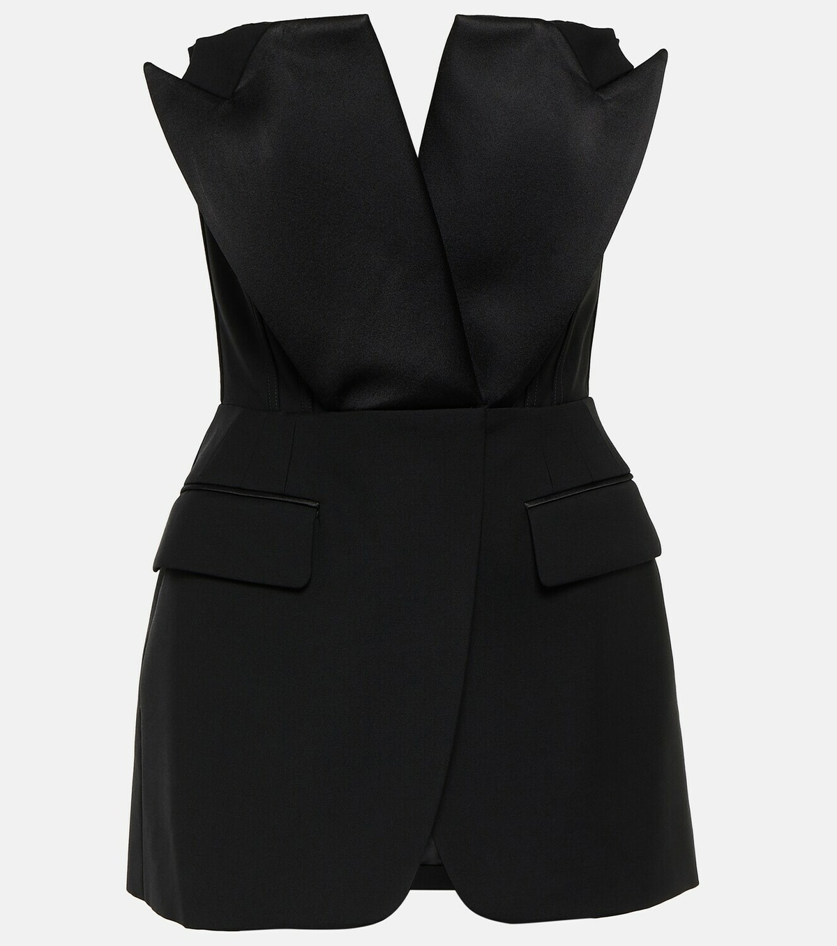 Alexander McQueen Tuxedo strapless wool top