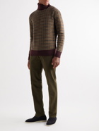 Loro Piana - Dolcevita Houndstooth Cashmere and Silk-Blend Rollneck Sweater - Brown