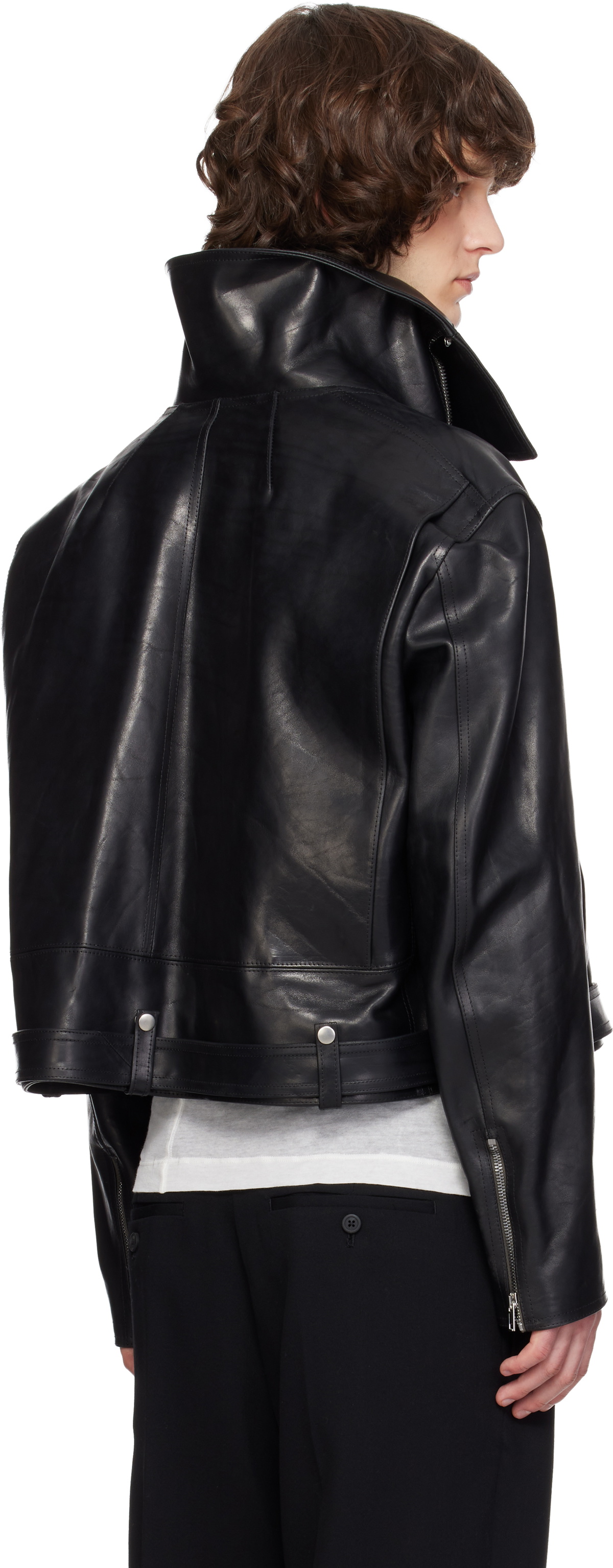 T*様 rick owens biker leather jacket Rick Owens - Cropped Buckled Leather Jacket Rick Owens