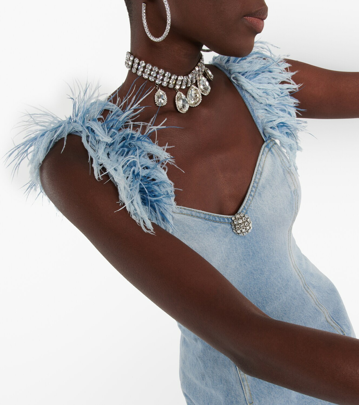 Area Feathertrimmed minidress AREA