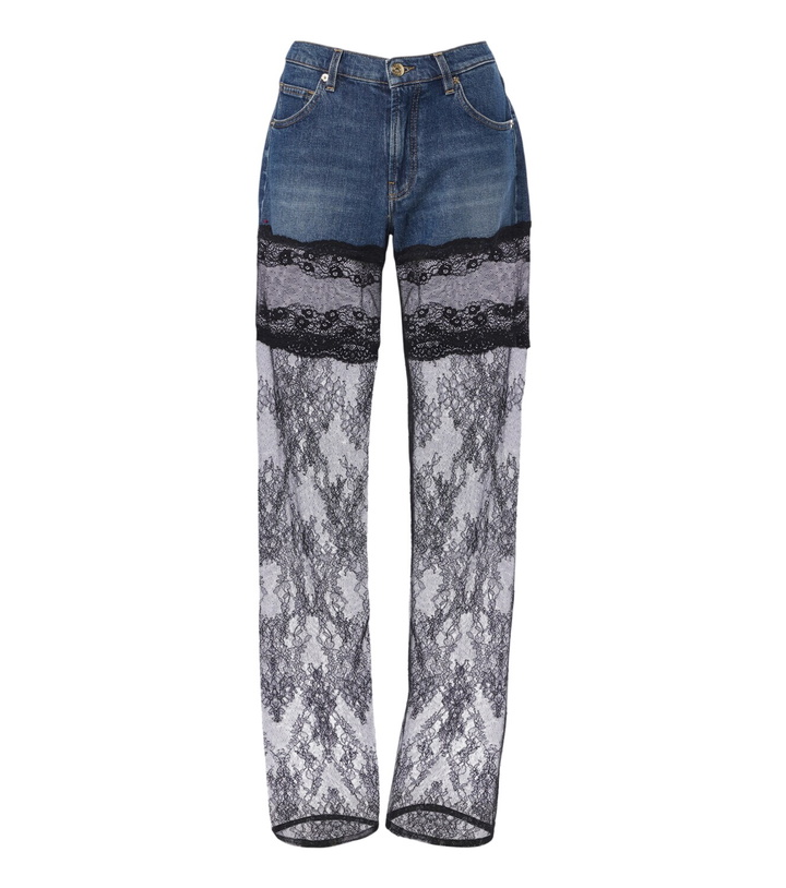 Photo: Blumarine Lace-trimmed wide-leg jeans