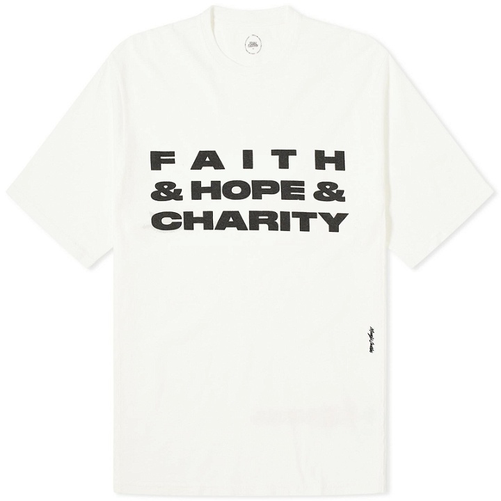 Photo: Magic Castles Men's Faith & Hope & Charity T-Shirt in Off White