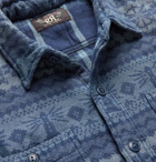 RRL - Farrell Indigo-Dyed Fair Isle Cotton-Jacquard Overshirt - Blue