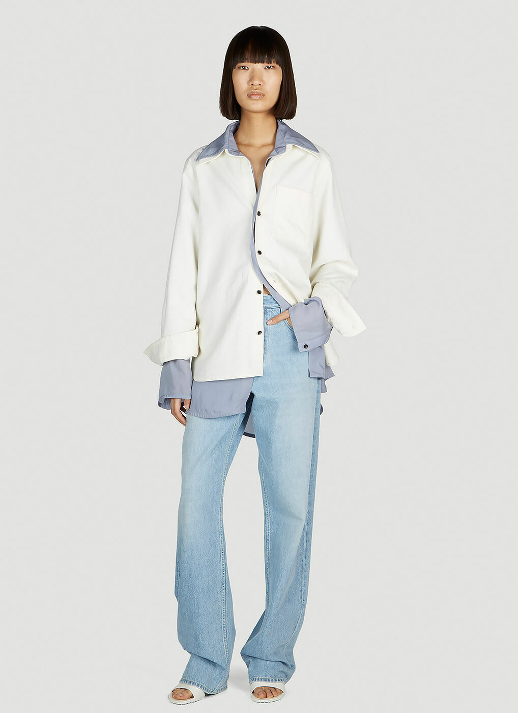 Bottega Veneta - Double Layer Shirt in White Bottega Veneta