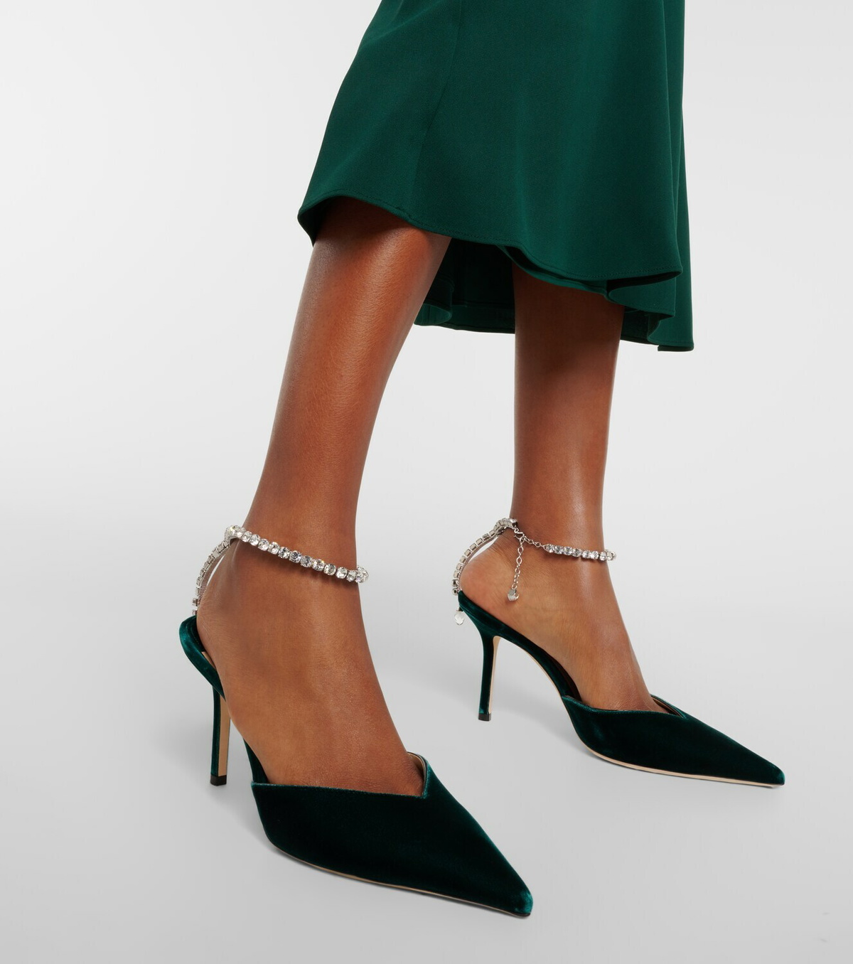 Jimmy Choo Saeda 85 embellished velvet pumps Jimmy Choo