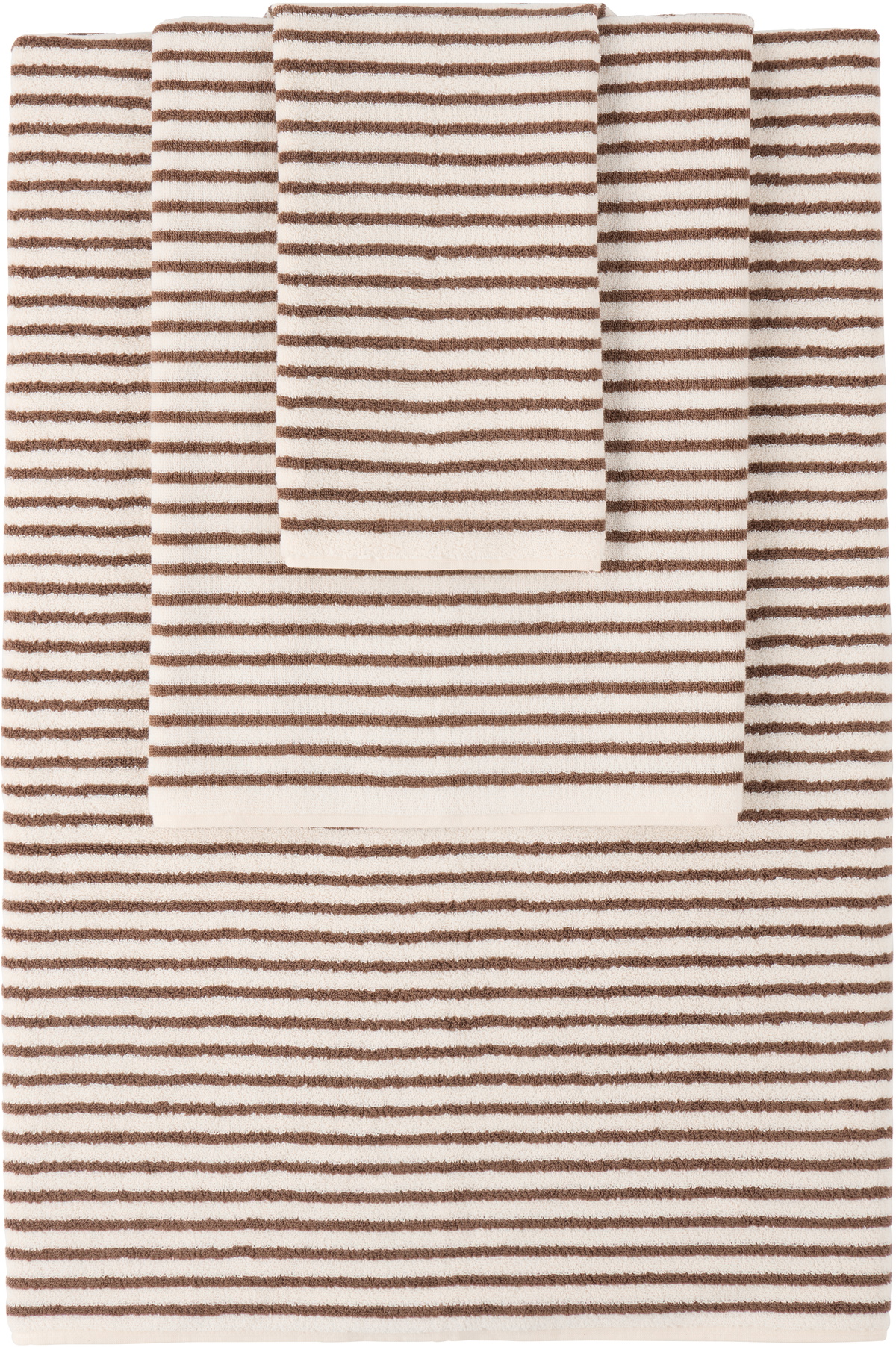 Tekla Off-White & Brown Striped Towel Set, 3 pcs