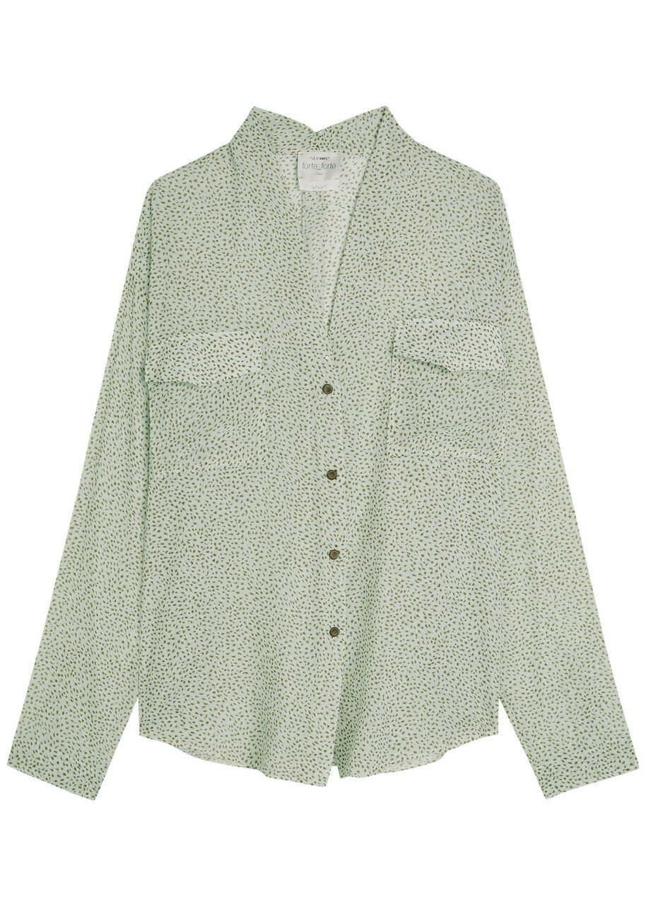 Forte_forte Printed Cotton and Silk-blend Shirt Light Green