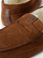 Grenson - Sly Shearling-Lined Suede Slippers - Brown
