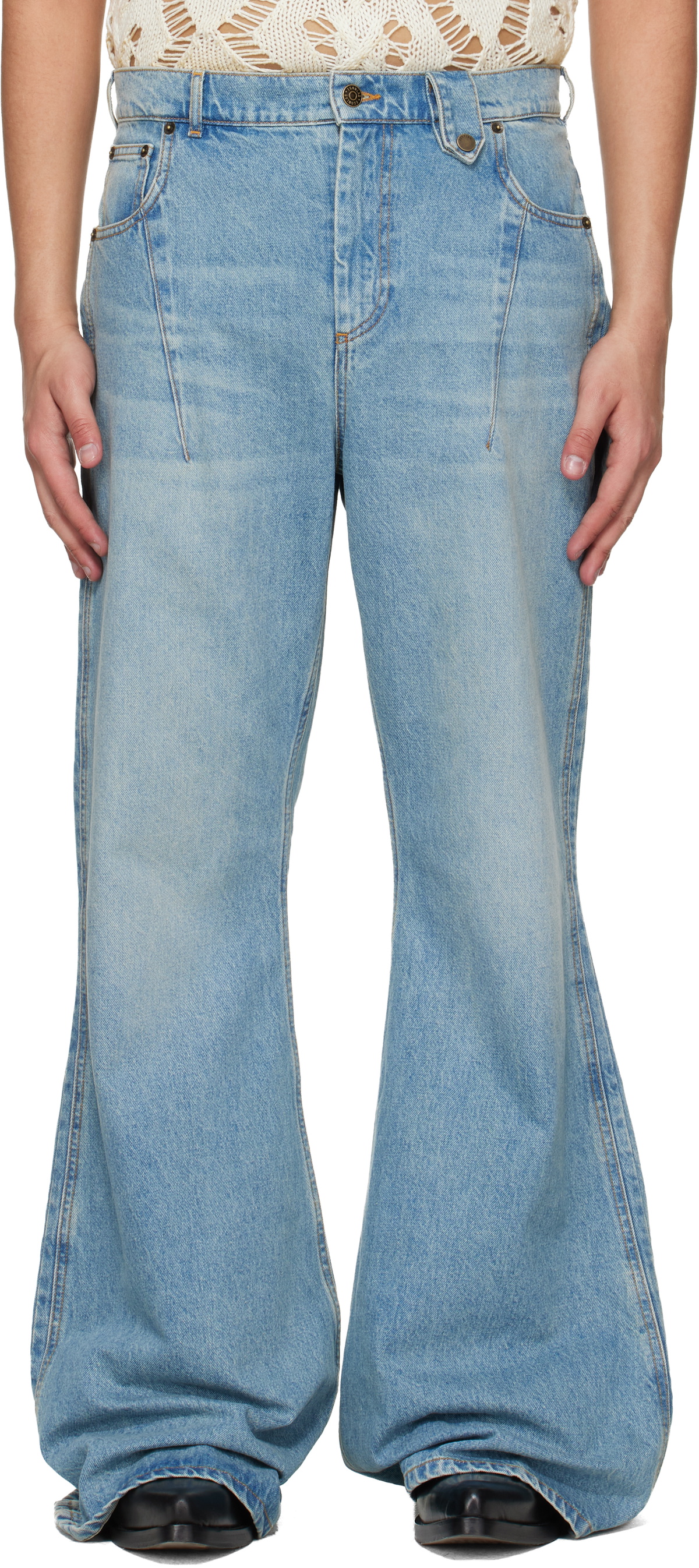 パンツ egon lab samy wide leg stone washed blue EGONlab Blue Samy Wide Leg Jeans EGONlab