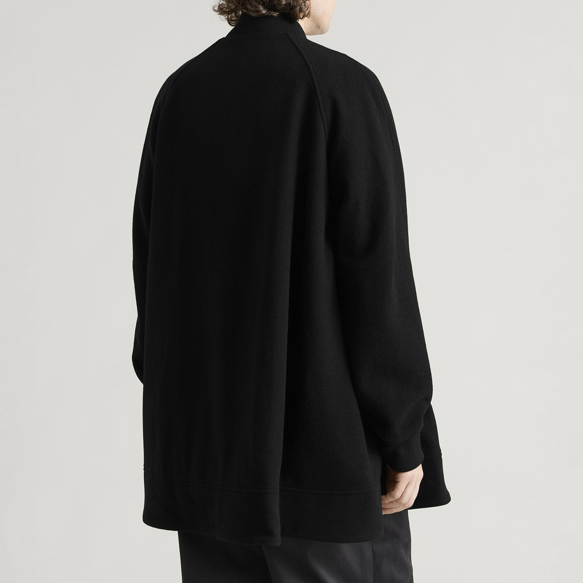 Comme des Garçons Men's Wool Nylon Asymmetric Long Bomber Jacket Ja in Black