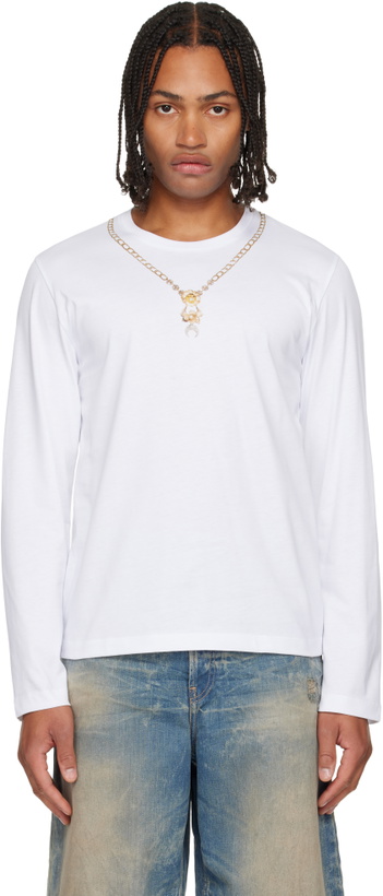 Photo: Marine Serre White Trompe L'Œil Jewelry Jersey LS T-Shirt