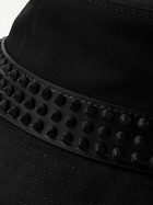 Christian Louboutin - Bobino Spikes Leather-Trimmed Cotton-Canvas Bucket Hat - Black