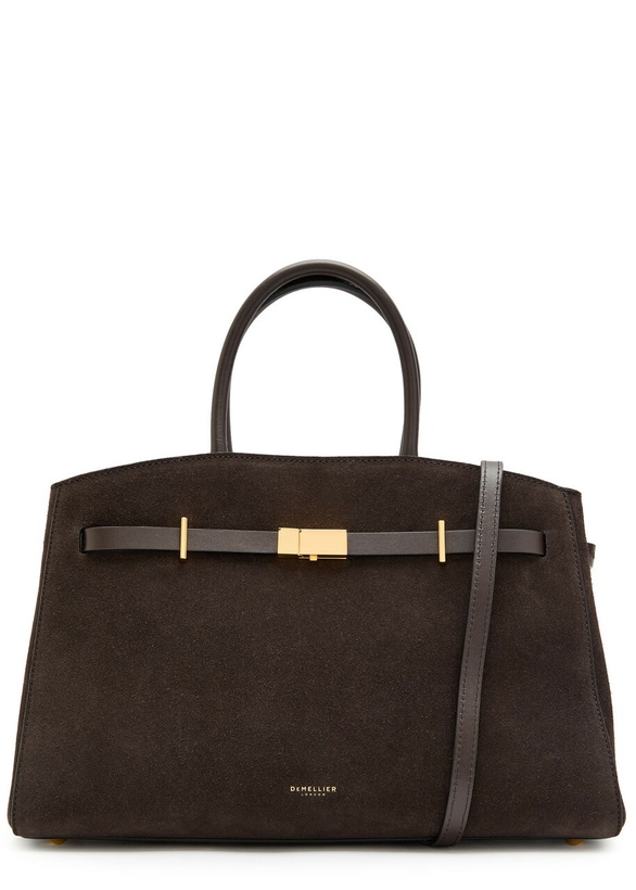 Photo: Demellier The Hudson Midi Grained Leather top Handle bag - Dark Brown - One Size