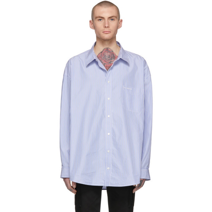 Photo: Balenciaga Blue and White Striped Oversized Shirt