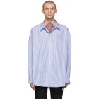Balenciaga Blue and White Striped Oversized Shirt
