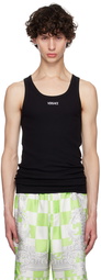 Versace Underwear Black Embroidered Logo Tank Top