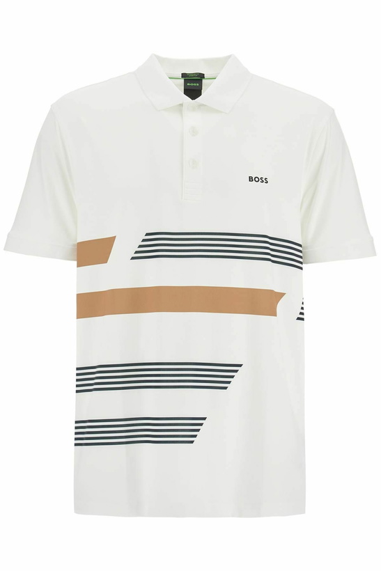 Photo: BOSS printed stretch jersey polo shirt White