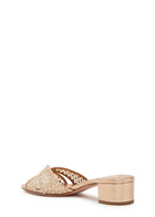 Aquazzura Crystal Lover 35 Embellished Metallic Nappa Mules Gold