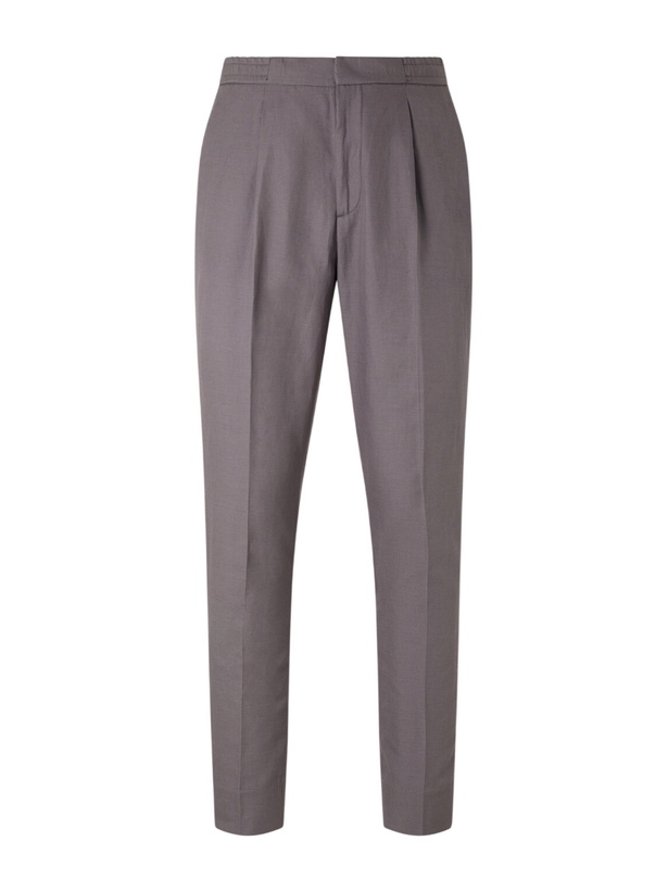 Photo: Officine Générale - Drew Tapered Pleated Lyocell, Linen and Cotton-Blend Trousers - Gray