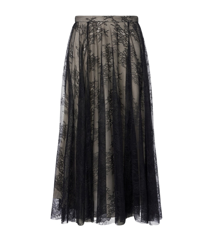 Photo: Erdem Pleated floral lace midi skirt